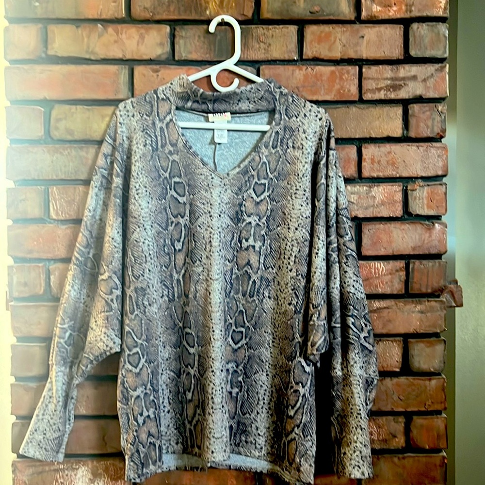 BiBi dolman long sleeve leopard print top, Size XL